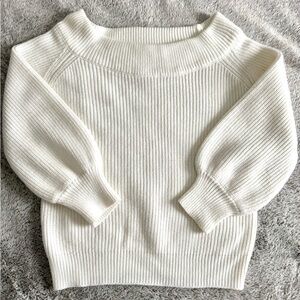 Cream Ribbed Knit Sweater
